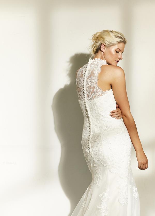 High Neck Lace Trumpet Wedding Dress